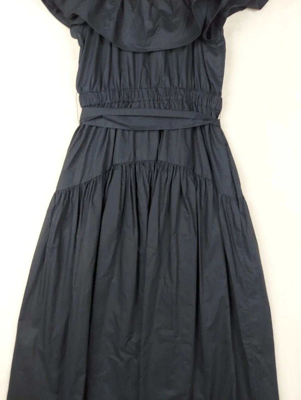 Ulla Johnson Amira Ruffle Poplin Midi Dress Black Spring Summer 2022 Sz 00 - Picture 6 of 11